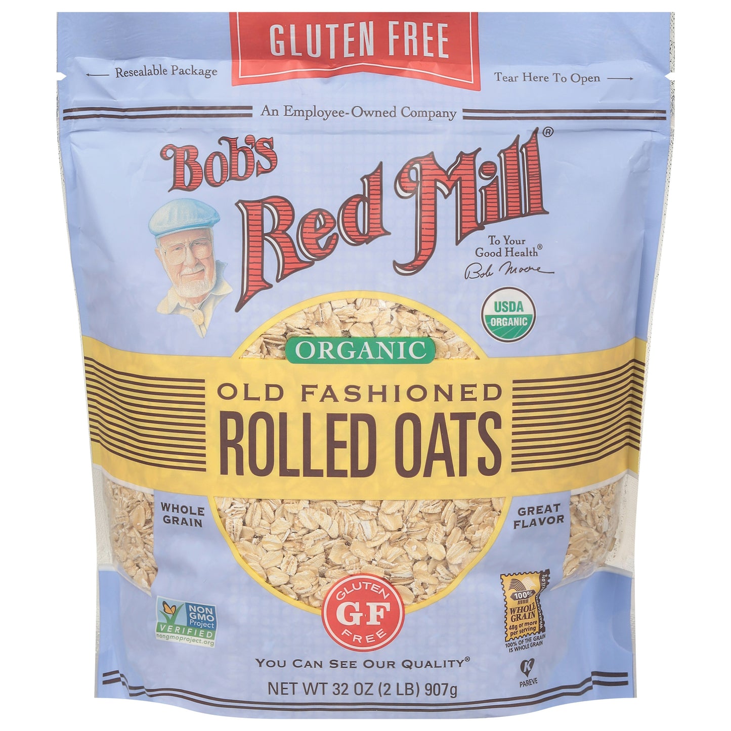 Bobs Red Mill Oats Rolled Gluten Free Org Old Fashioned 32 oz (Pack of 4)