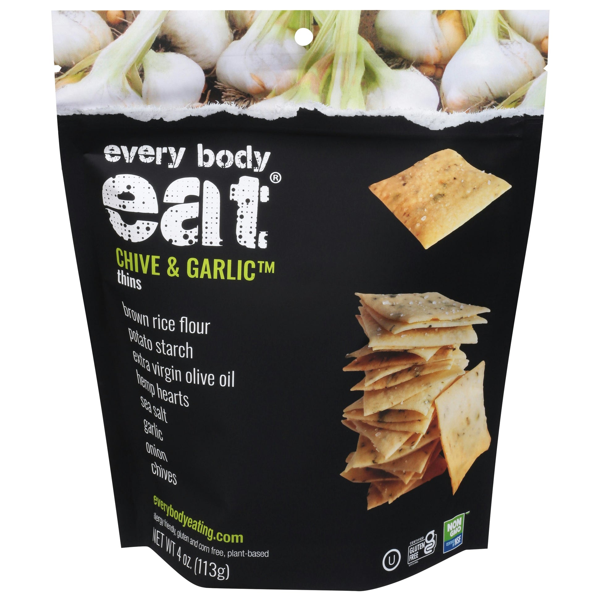 Every Body Eat Thins Chive And Garlic 4 oz (Pack of 6)