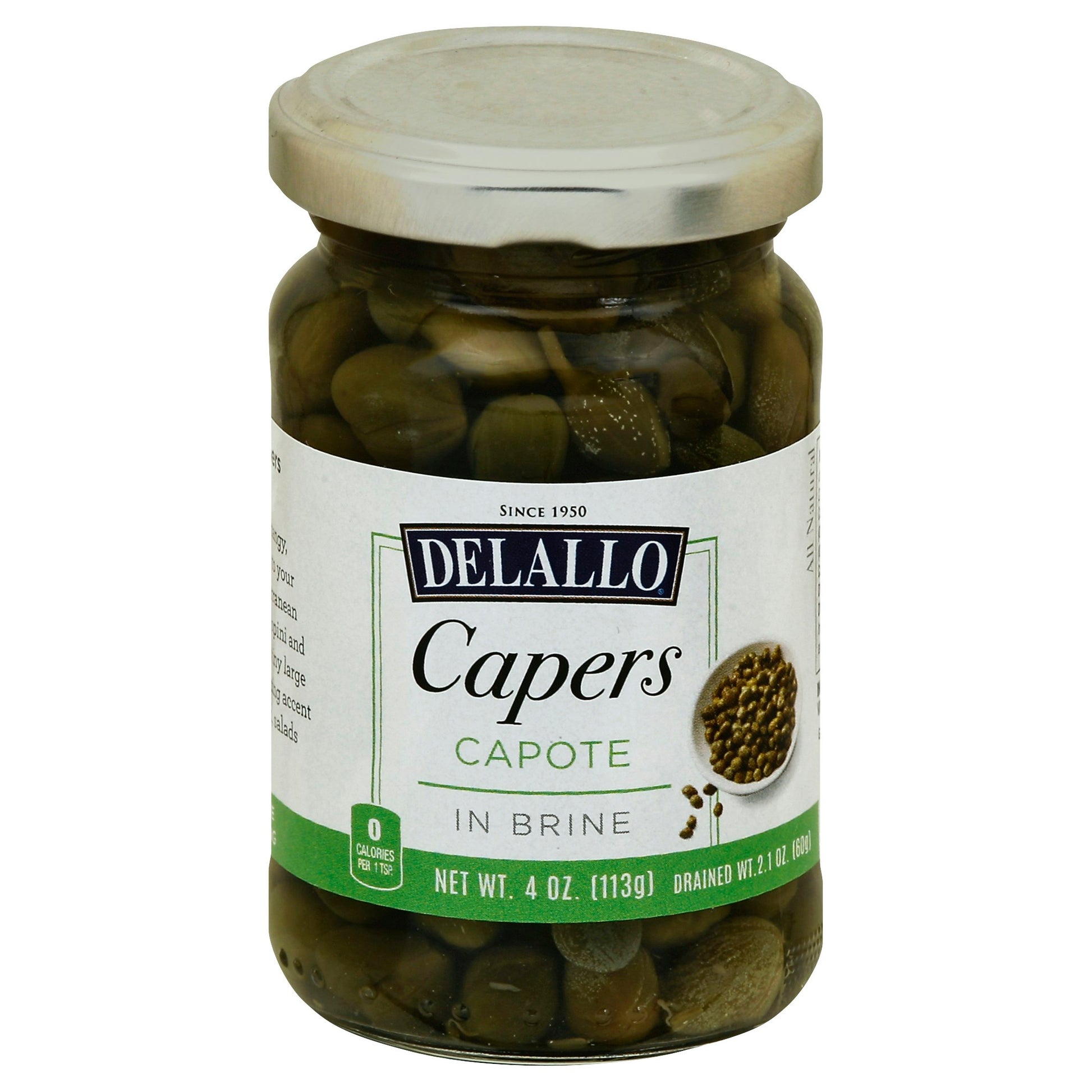 Delallo Capers Capote In Brine 4 Oz Pack of 12