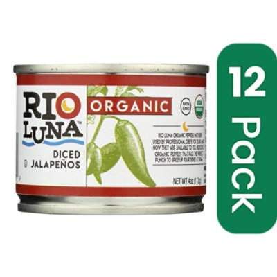 Rio Luna Organic Diced Jalapenos 4 oz (Pack of 12)