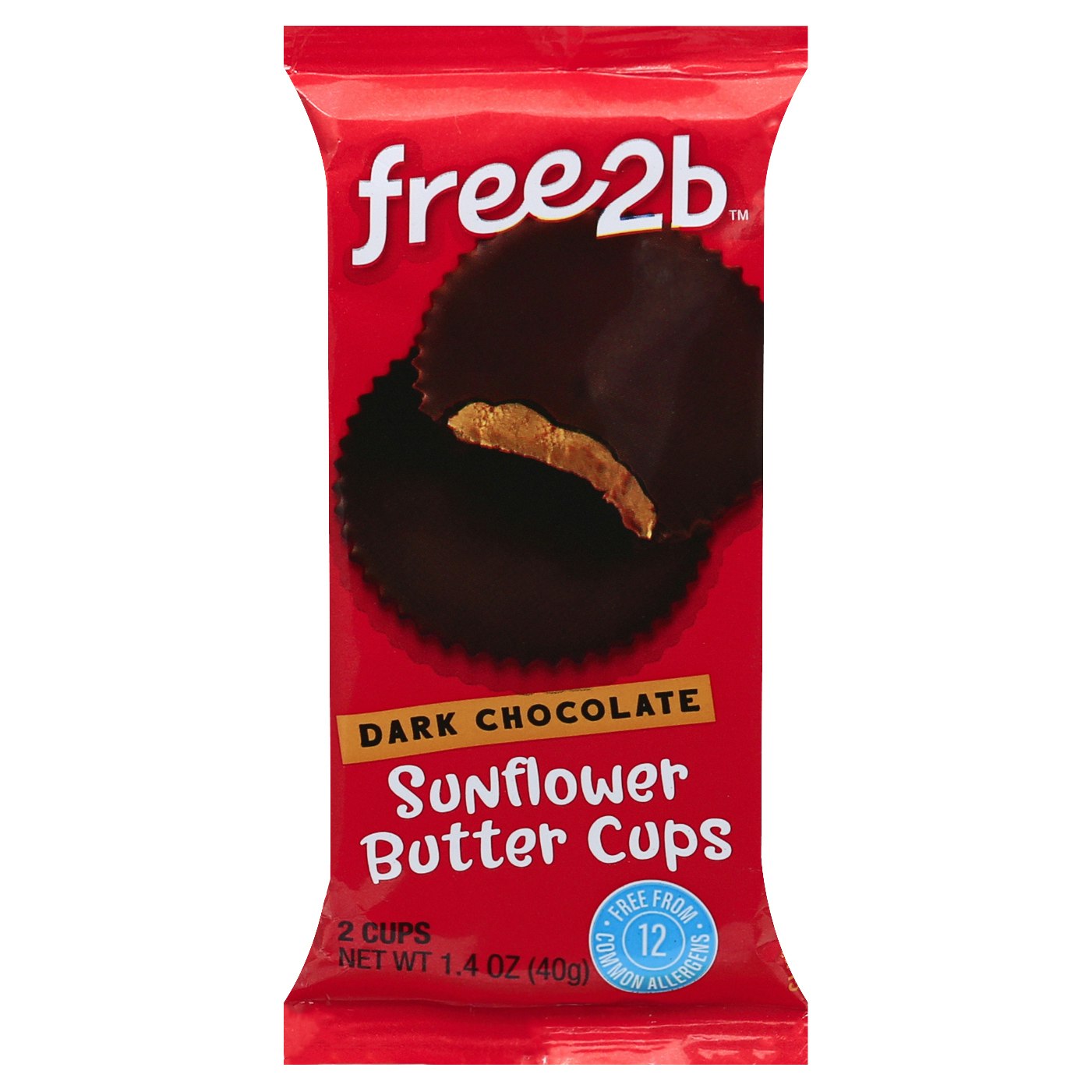 Free2B Foods Chocolate Cup Dark 2Pc 1.4 oz (Pack of 12)