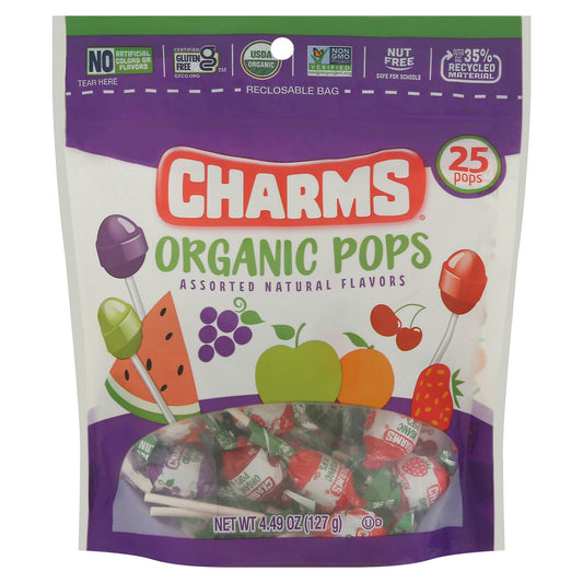 Charms Lollipops Variety 25 Pieces Organic 4.49 oz (Pack of 6)