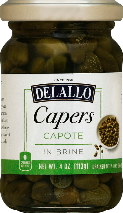 Delallo Capers Capote In Brine 4 Oz Pack of 12