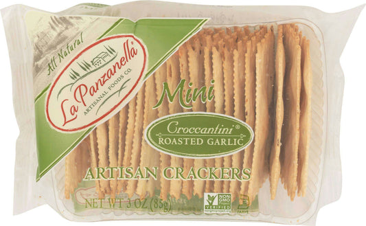 La Panzanella Croccantini Mini Roasted Garlic Artisan Crackers 3 Oz Pack of 12