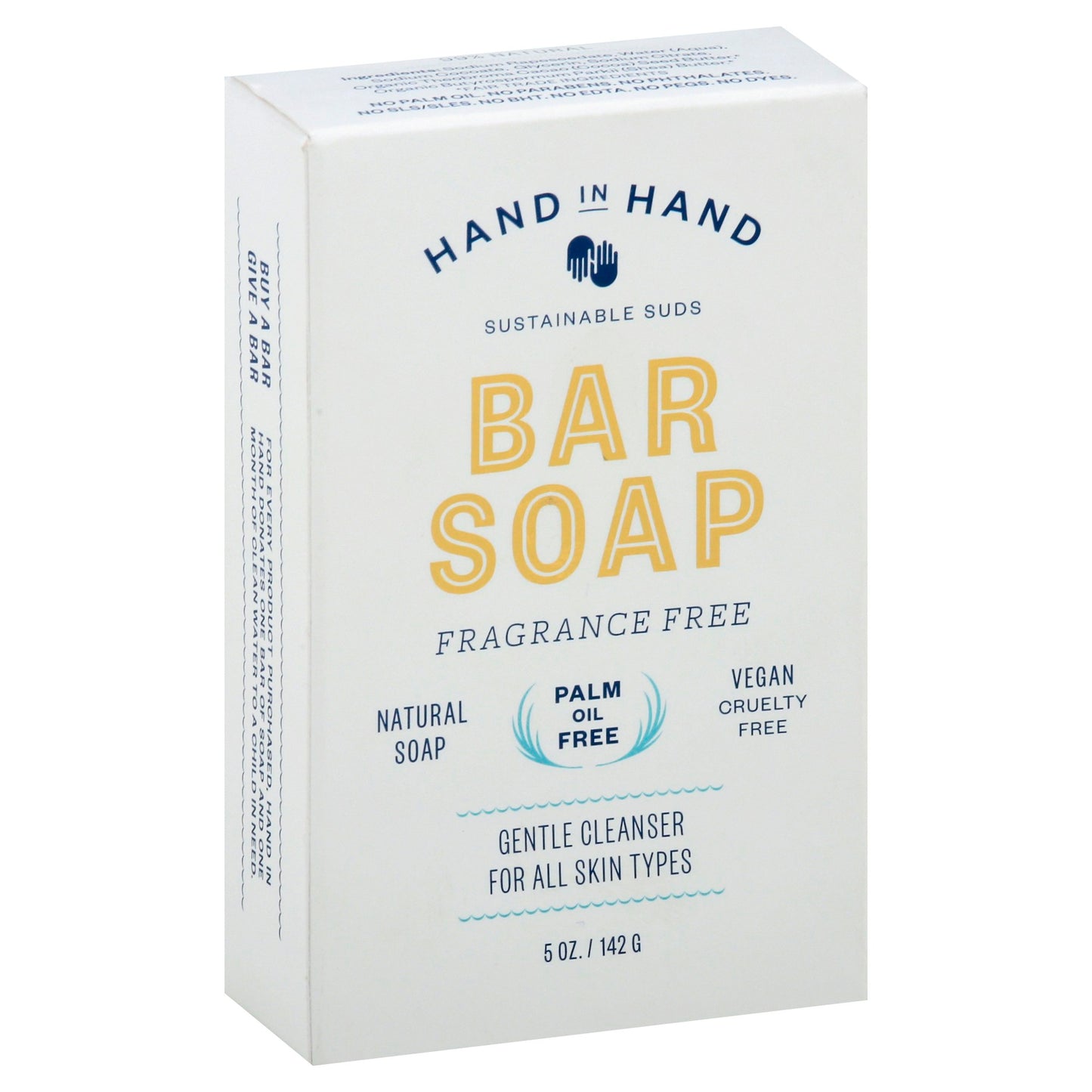 Hand In Hand Soap Bar Fragance Free 5 Oz