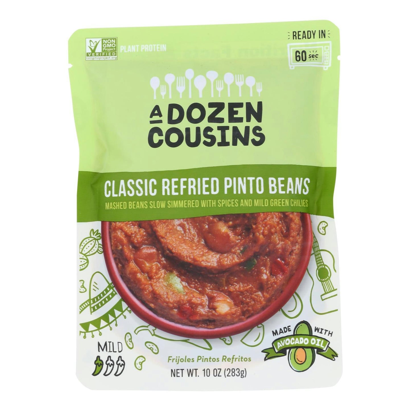 A Dozen Cousins - Beans Refried Pinto Classic 10 oz (Pack of 6)