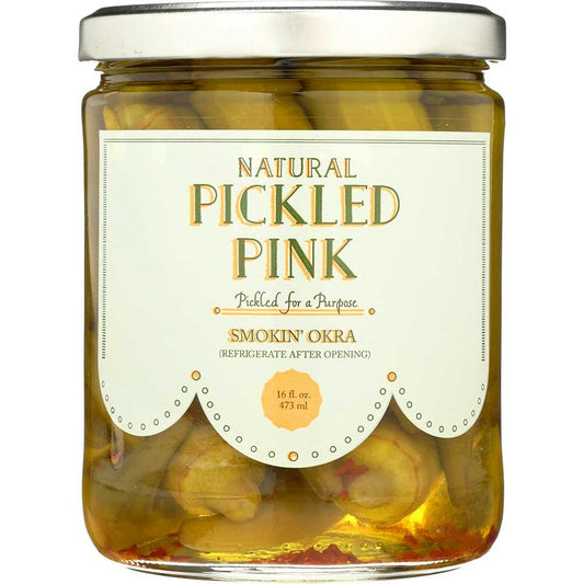 Pickled Pink Smokin Okra - 16 Ounce (Pack of 6)