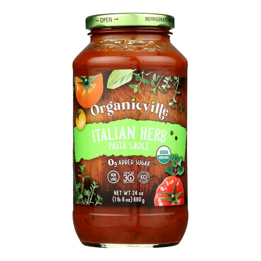 Organicville - Pasta Sauce Italian Herb Whole 3 24 oz (Pack of 6)