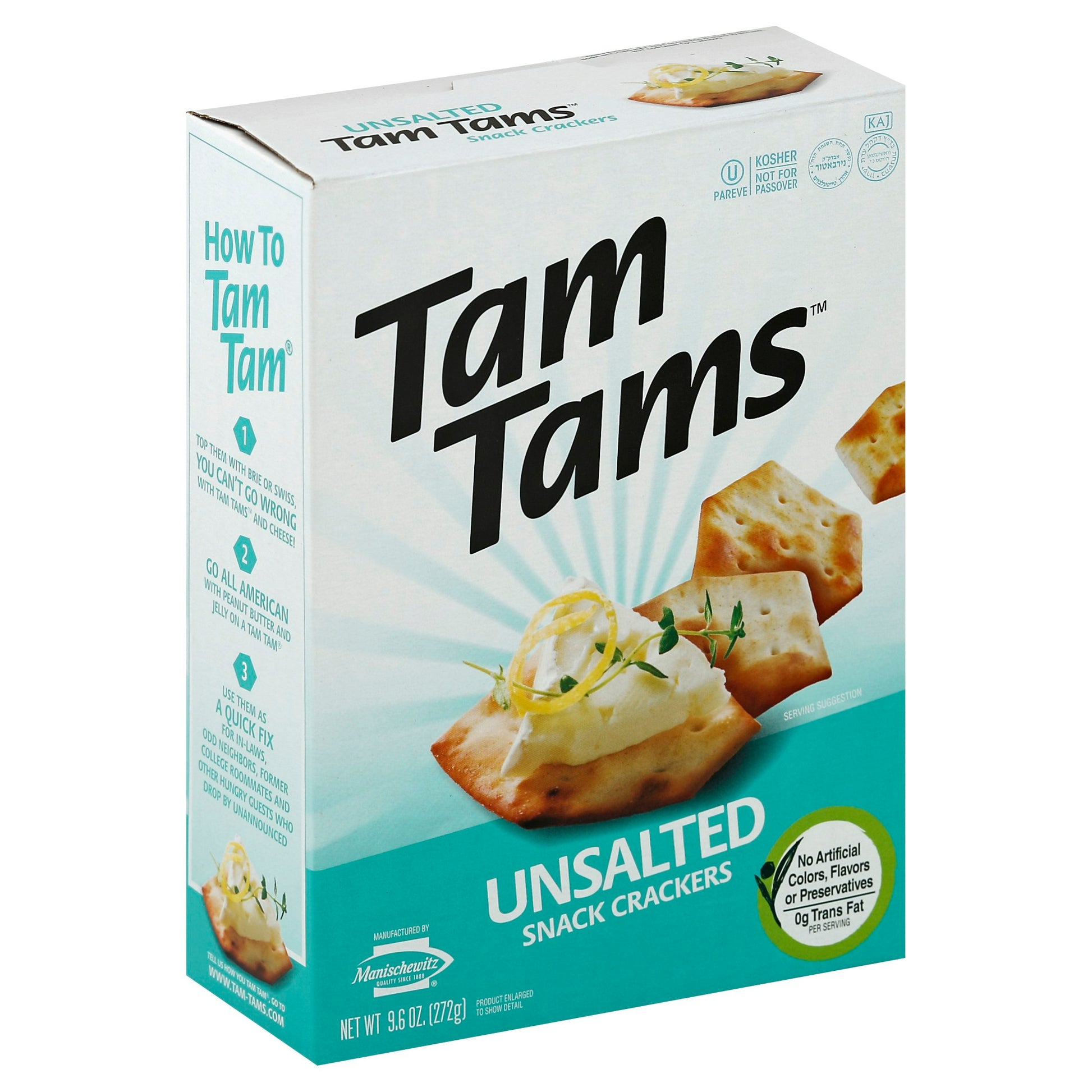 Manischewitz Cracker Snack Tamtam Unsalted 9.6 Oz (Pack of 12)