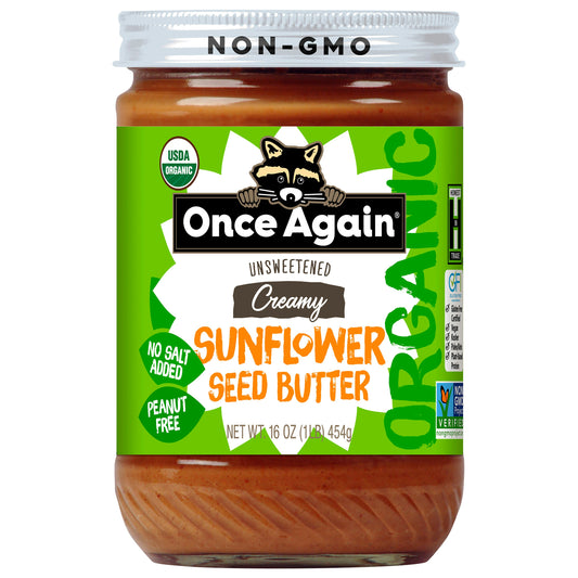 Once Again Sunflower Butter No salt Sugar Organic 16 oz (Pack of 6)