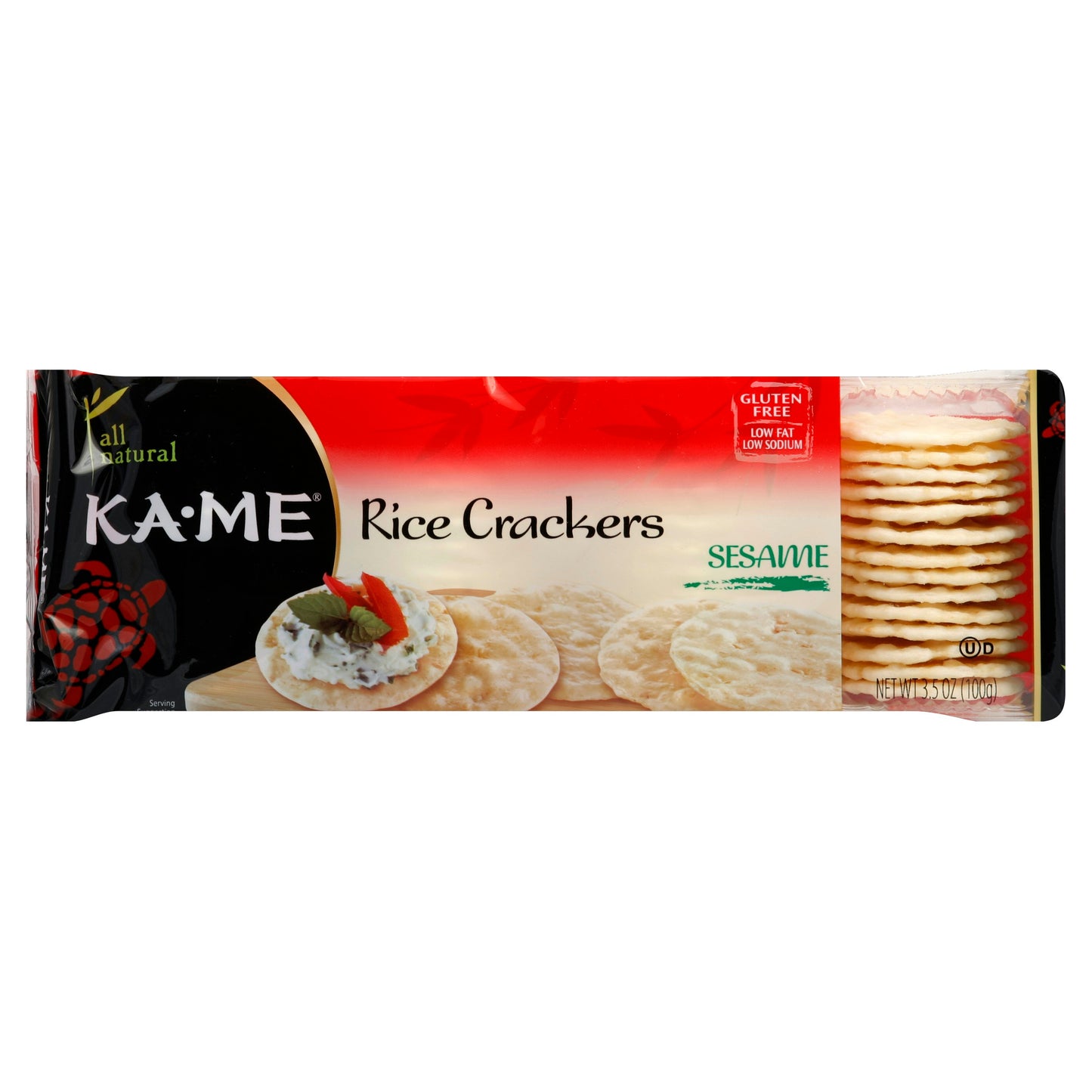 Ka Me Rice Cracker Sesame Gluten Free 3.5 oz (Pack of 12)