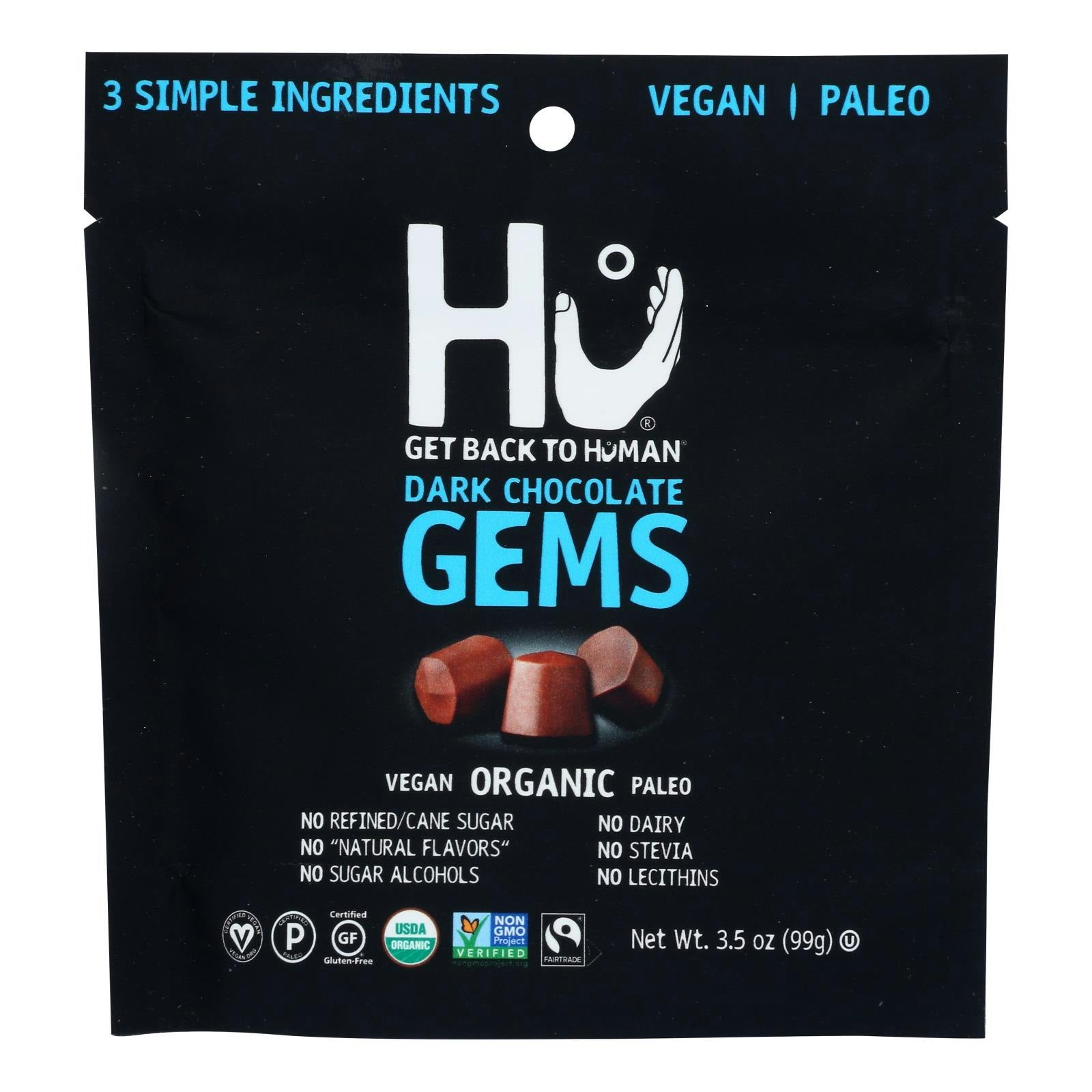 Hu - Candy Dark Chocolate Gems 3.5 oz (Pack of 6)