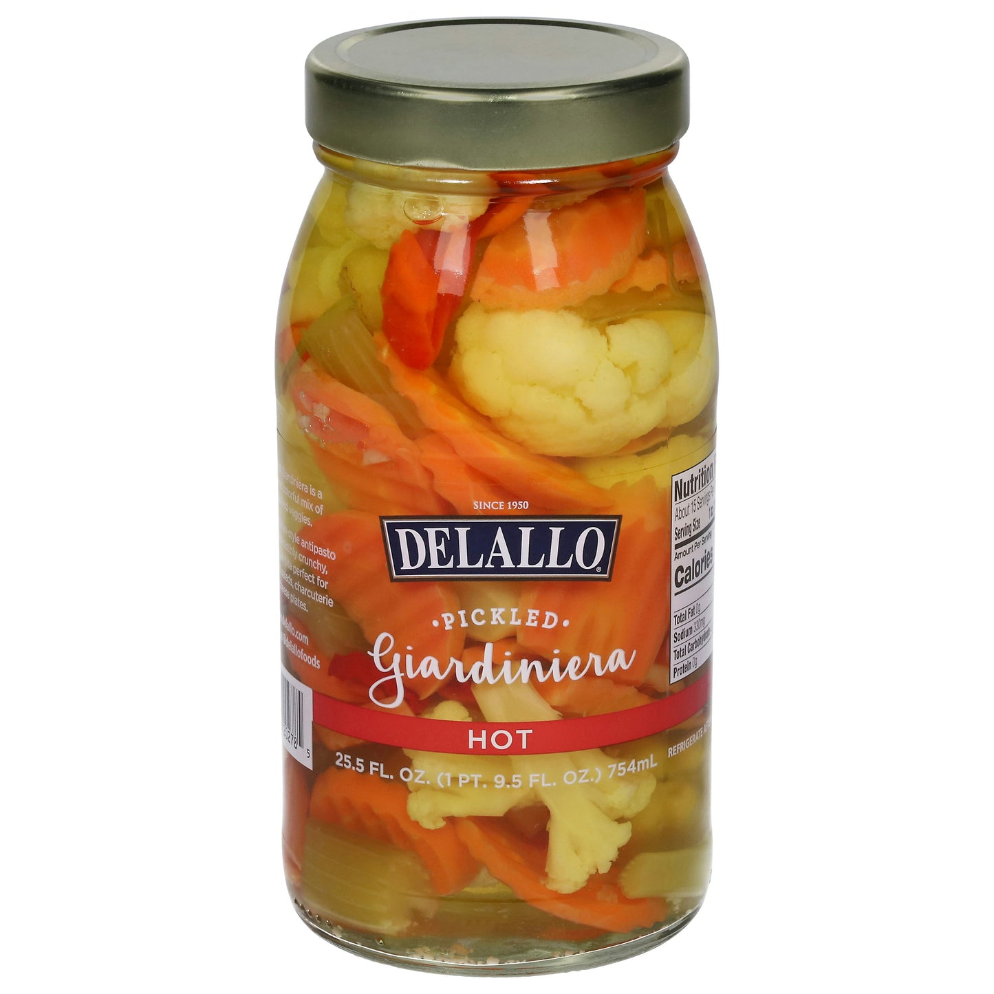 Delallo Giardinera Hot 25.5 Oz Pack of 6