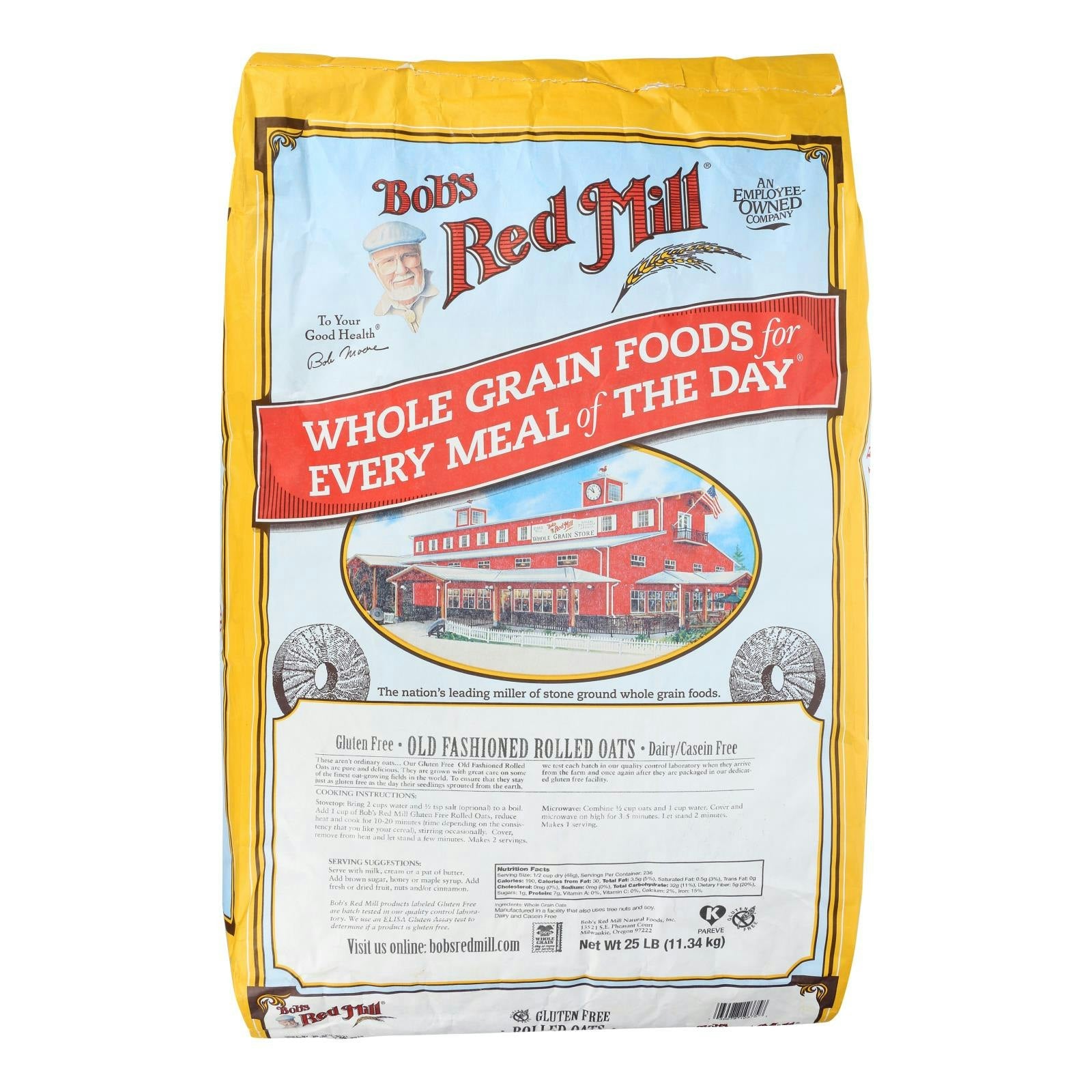 Bobs Red Mill Gluten Free Old Fashion Rolled Oats - 25lb bag