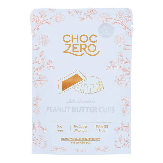 Choczero - Peanut Butter Cups White Chocolate Sugar Free - 3 oz (Pack of 12)