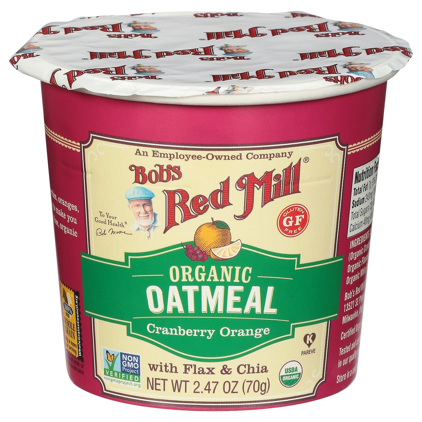 Bobs Red Mill Oatmeal Cup Org Cranberry 2.47 oz (Pack of 12)