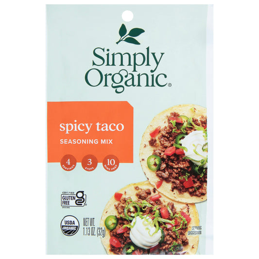 Simply Organic Seasoning Taco Spicy Pieces 1.13 oz (Pack of 12)