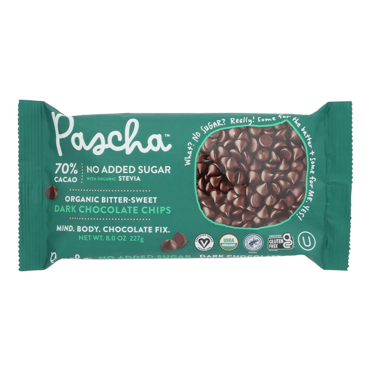 Pascha - Baking Chip Chocolate Stevia 8 oz (Pack of 6)