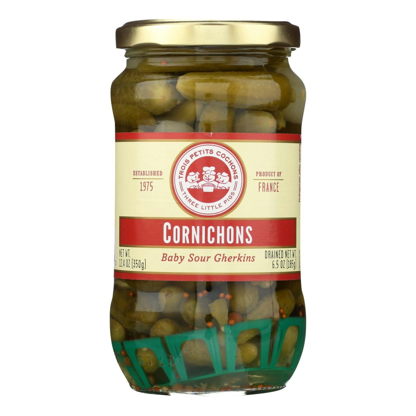 Les Trois Petits Cochons Three Little Pigs Cornichons Baby Sour Gherkins 12.35 oz (Pack of 12)