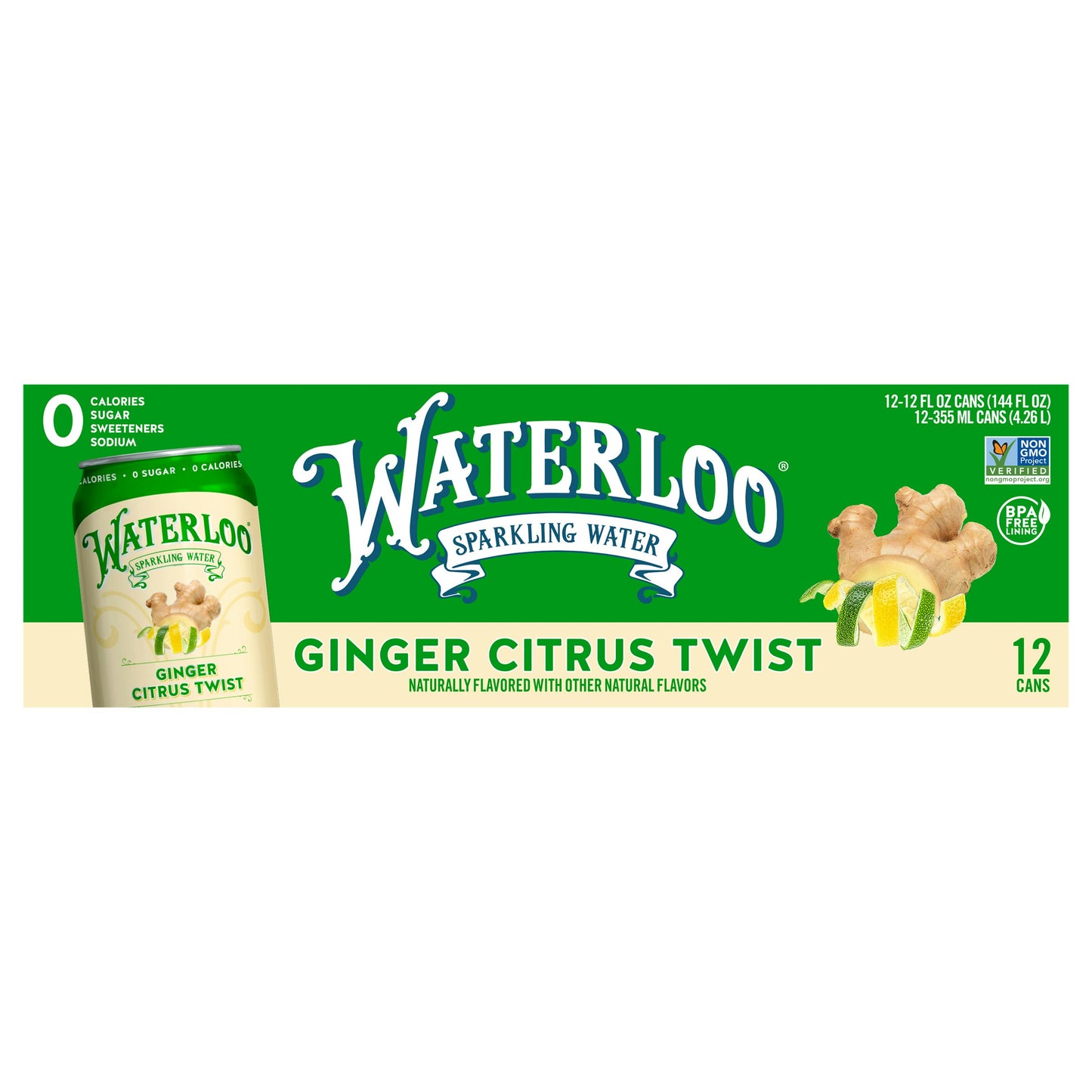 Waterloo Sparkling Water Ginger Citrus Twist 144 FO (Pack of 2)