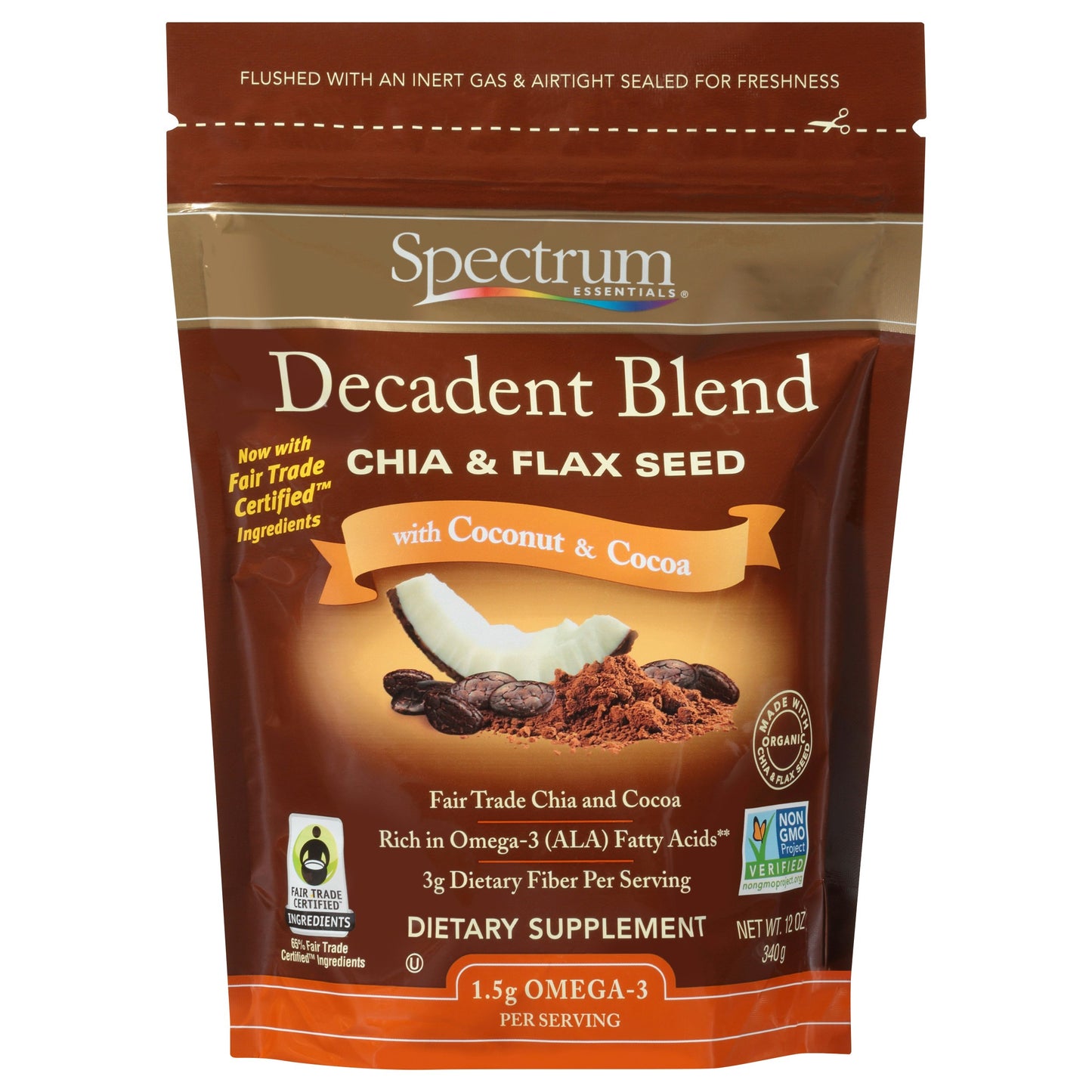 Spectrum Essential Flax Seed Chia Cocoa Coconut 12 oz (Pack of 3)