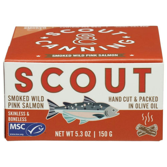 Scout Smoked Wild Pink Salmon 5.3 Oz Pack of 12