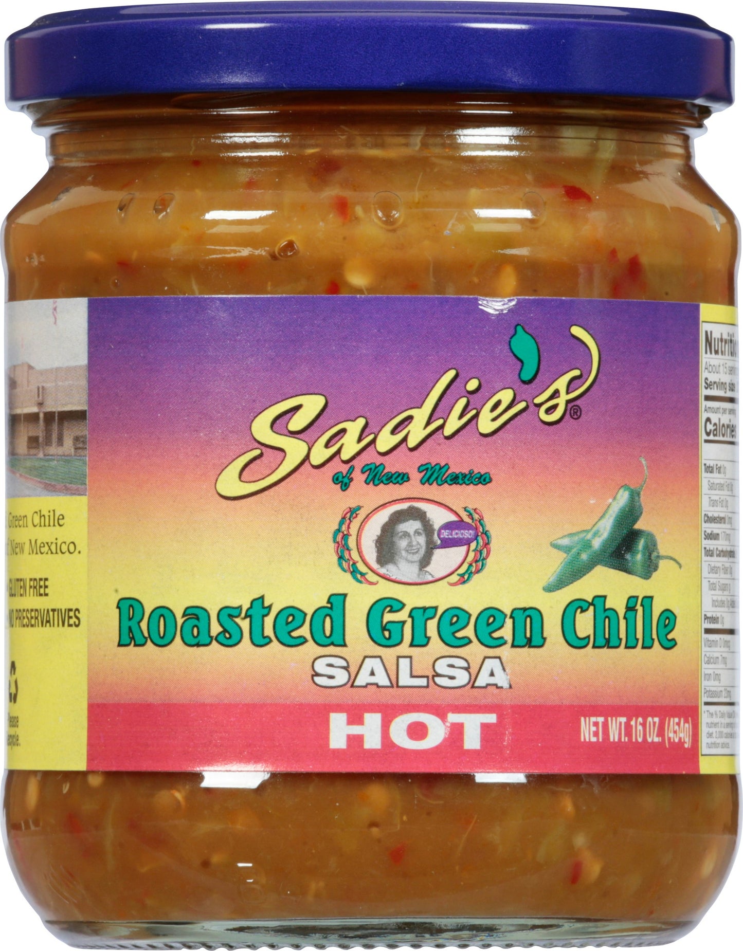 Sadie Salsa Hot Roasted Green Chile 16 Oz (Pack of 12)