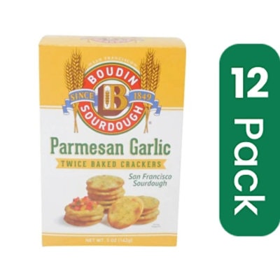 Boudin Sourdough Twice Baked Cracker Parmesan Garlic - 5 oz (Pack of 12)