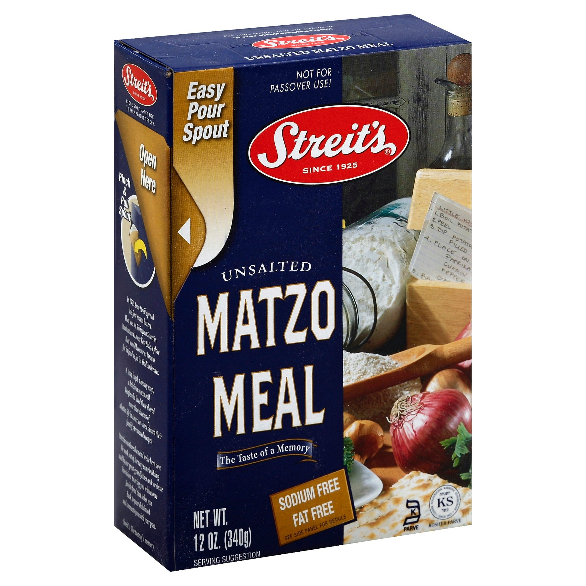 Streits Unsalted Matzo Meal 12 Oz Pack of 18