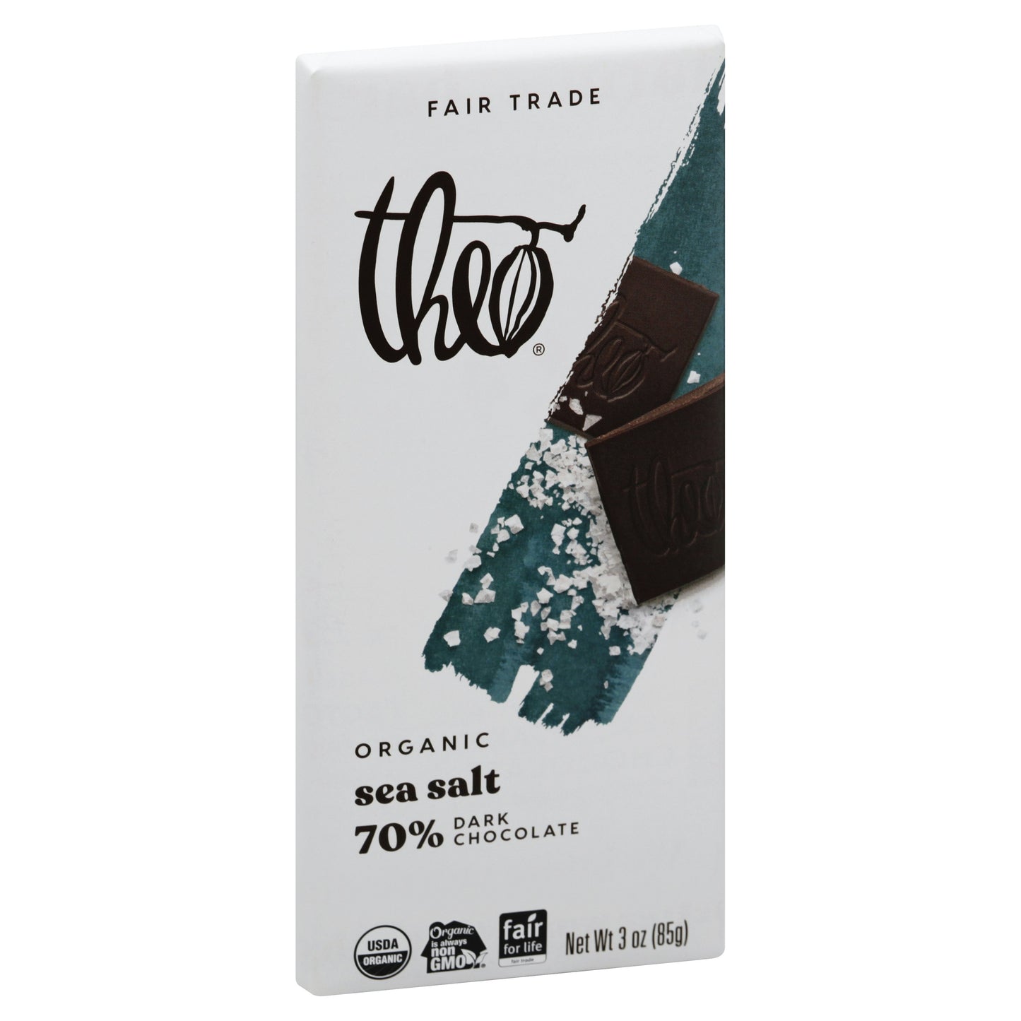 Theo Chocolate Bar Dark Seasalt Organic 3 oz (Pack of 12)