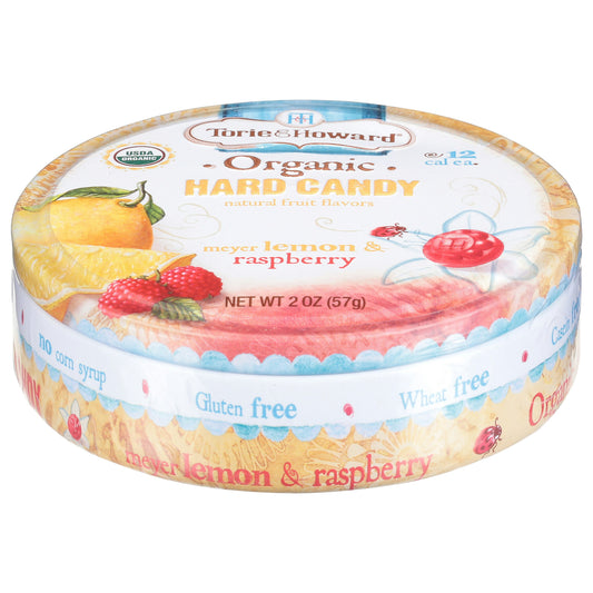 Torie & Howard Hard Candy Tin Lemon Raspberry Organic 2 Oz Pack of 8