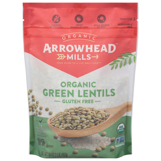 Arrowhead Mills Bean Lentil Green Organic 16 oz (Pack of 6)