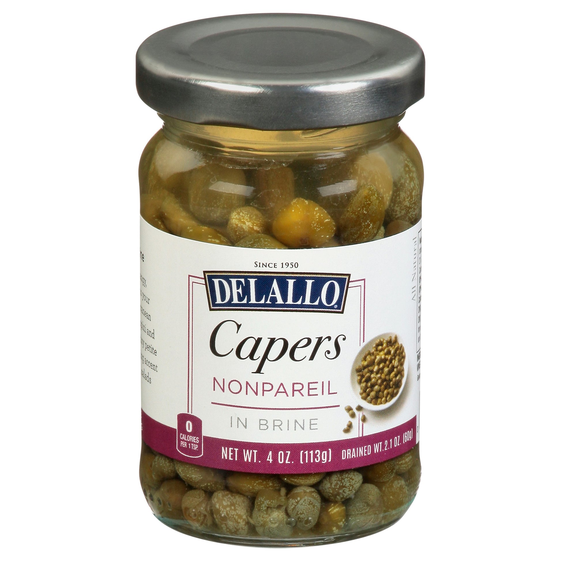 Delallo Capers Nonpareil In Brine 4 Oz Pack of 12