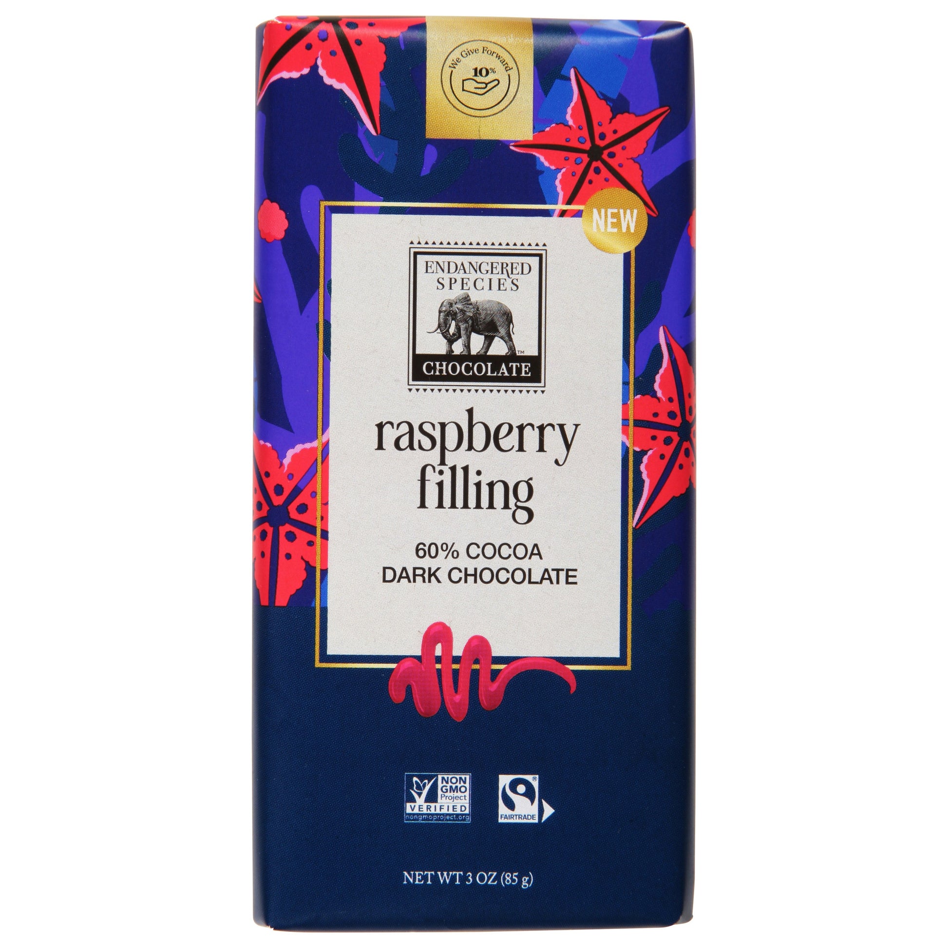 Endangered Species Bar Chocolate Raspberry 3 Oz (Pack Of 12)