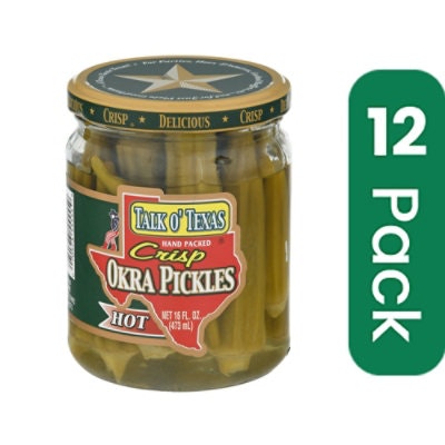 Talk O Texas Okra Pickled Hot 16 oz (Pack of 12)