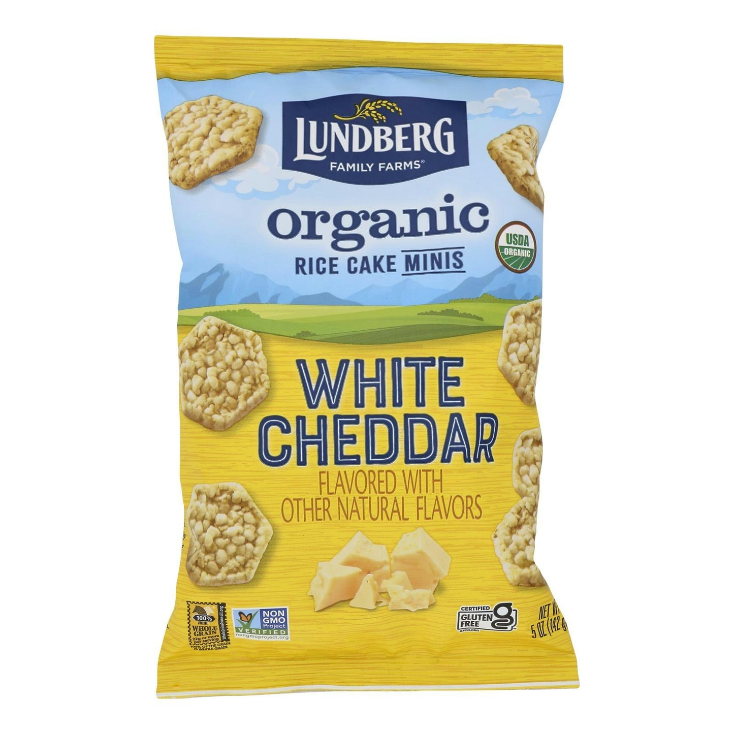 Lundberg Family Farms - Rice Cakes Mini White Cheddar 5 oz (Pack of 6)