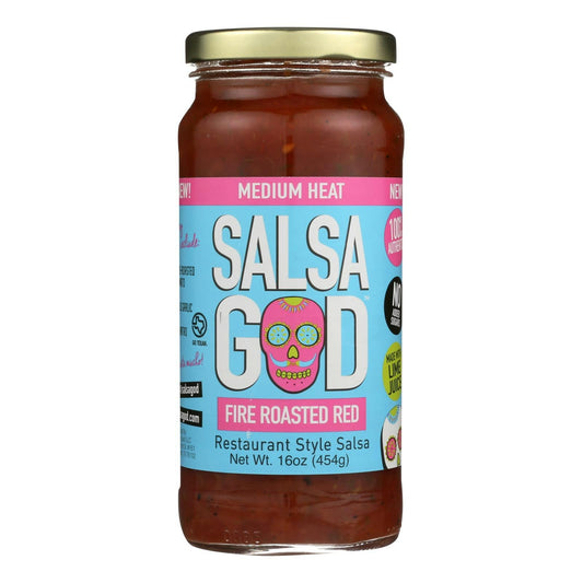 Salsa God Medium Fire Roasted Red Salsa 16 oz (Pack of 6)