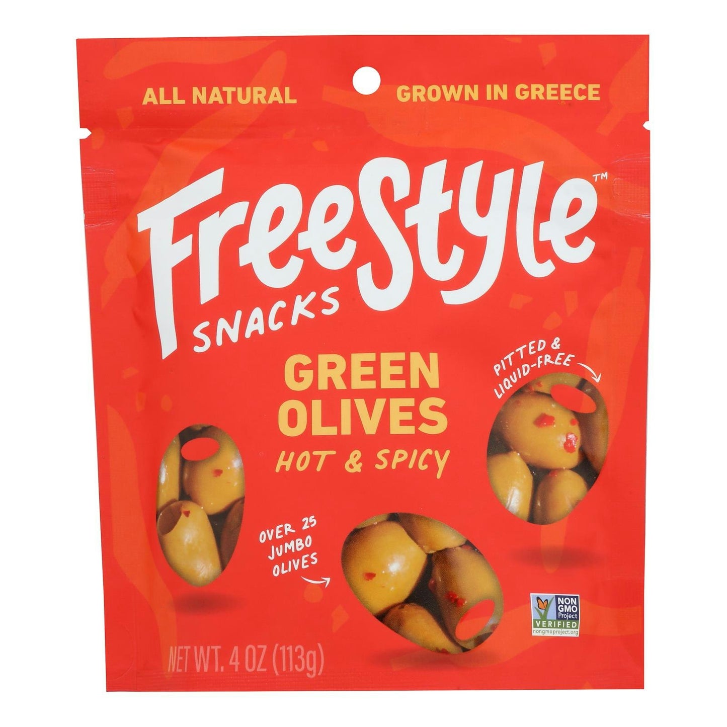 Freestyle Snacks Olives Green Hot Spicy 4 Oz (Pack Of 6)