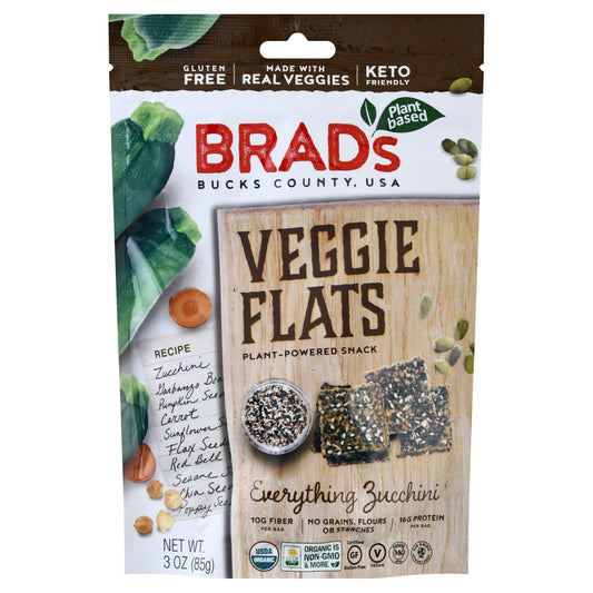 Brads Plant Based Flats Veggie Zucchini 3 oz (Pack of 12)