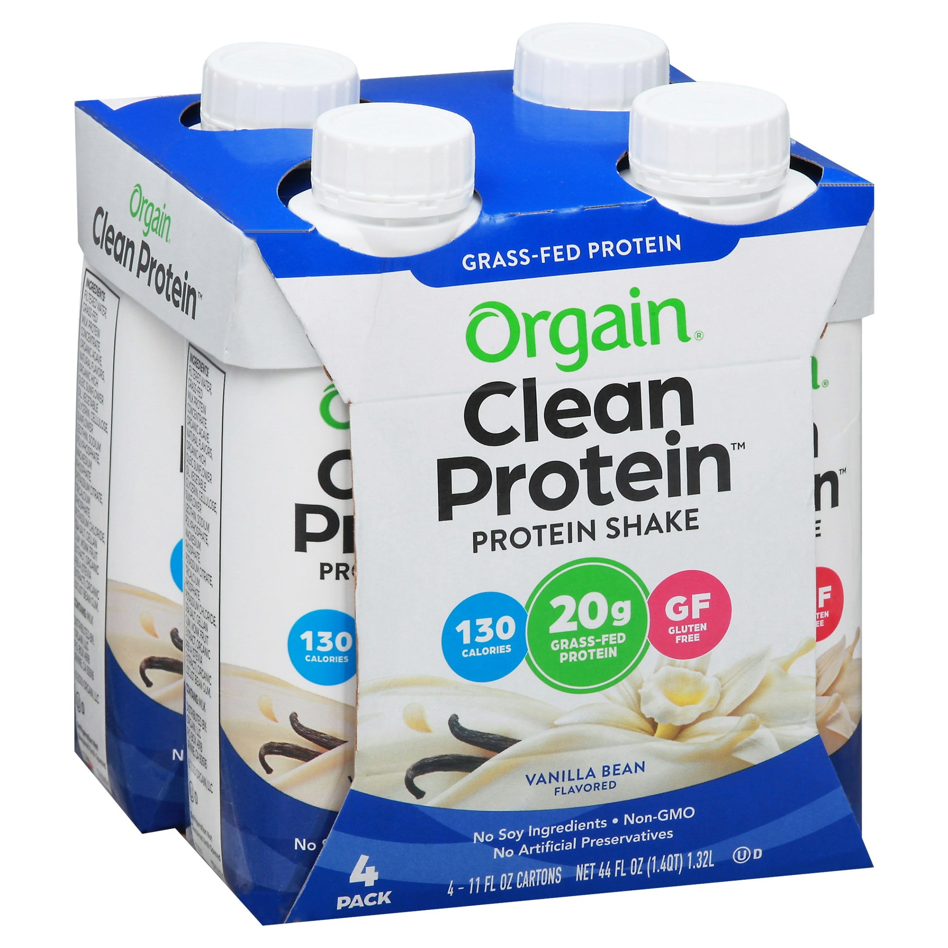 Orgain Protein Grassfed RTD Vanilla 4Pack 44 Fl Oz (Pack of 3)