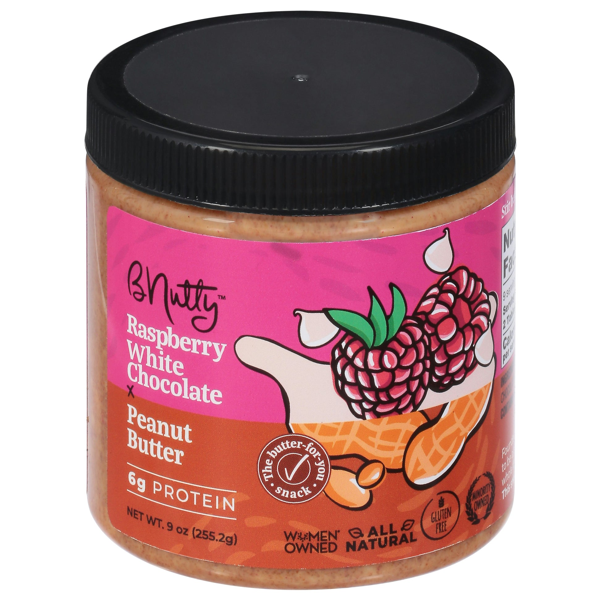 B Nutty Butter Peanut Raspberry White Chocolate 9 Oz Pack of 6