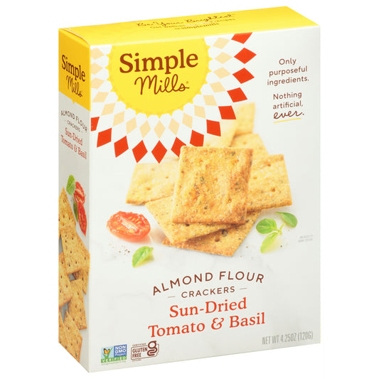 Simple Mills Cracker Almond Flour Tomato Basil 4.25 oz (Pack of 6)