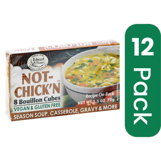 Edward & Sons Bouillon Cubes Not Chicken Gluten Free 2.5 Oz Pack of 12