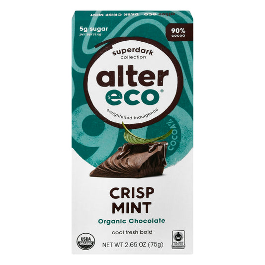 Alter Eco Chocolate Bar Superdark Mint Org 2.65 oz (Pack of 12)