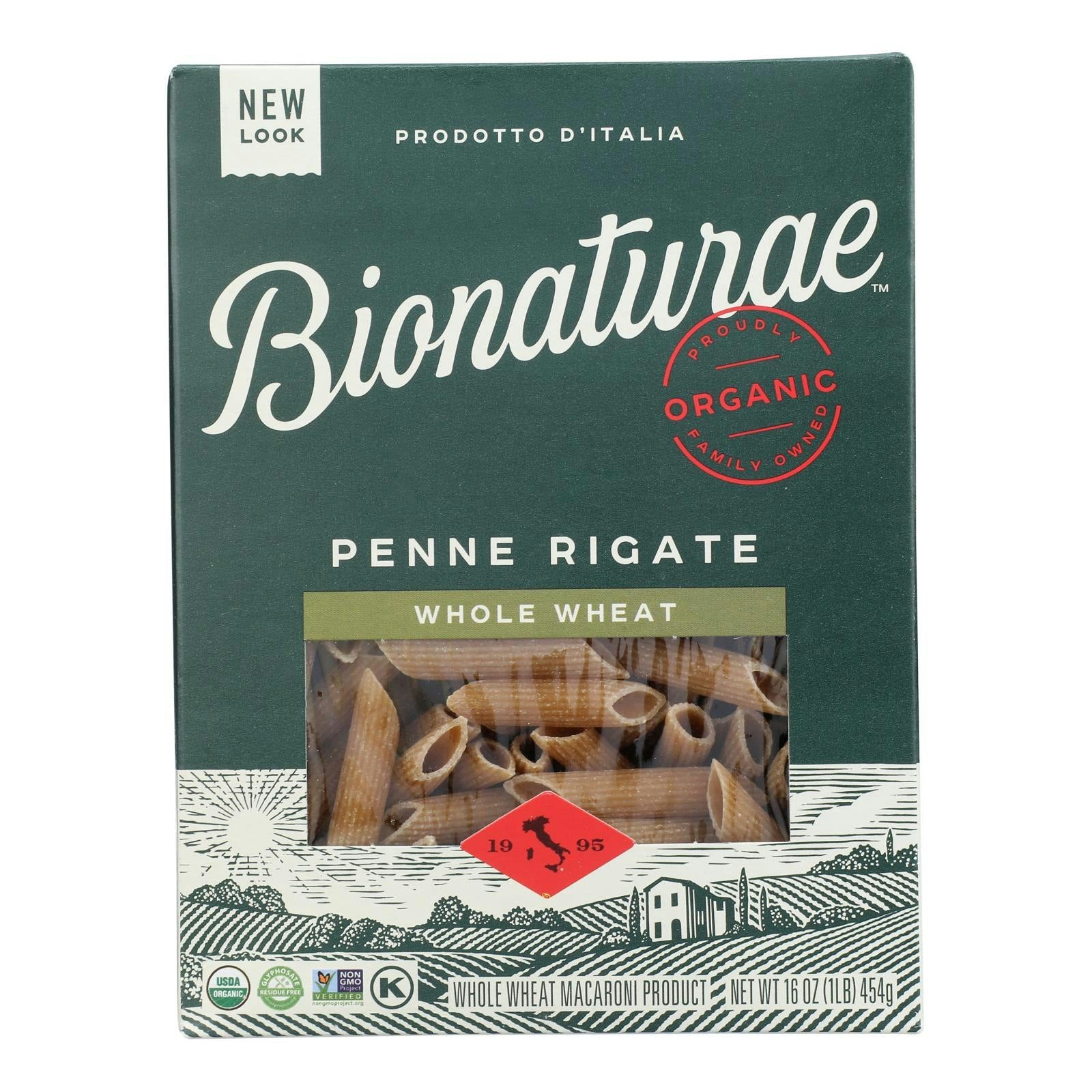 Bionaturae Pasta - Organic - 100 Percent Whole Wheat - Penne Rigate - 16 oz (Pack of 12)