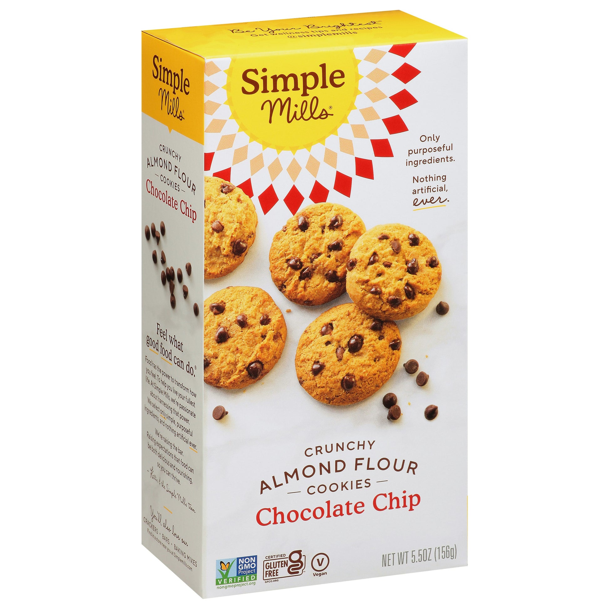 Simple Mills Cookies Crunchy Chocolate Chip 5.5 oz (Pack of 6)