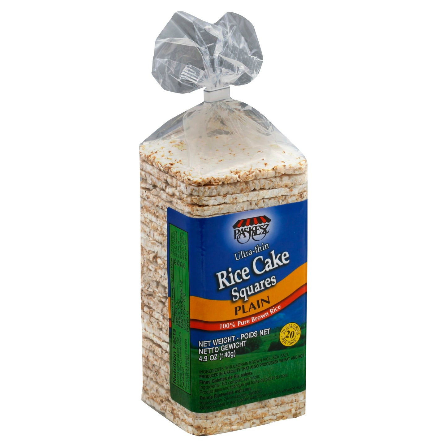 Paskesz Squares Ultra-Thin Plain Rice Cake - 5.00 Oz (Pack of 12)