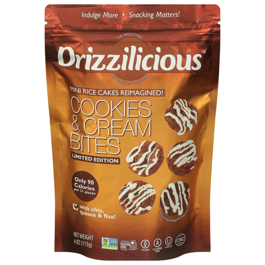 Drizzilicious Rice Cake Mini Cookie & Cream 4 Oz Pack of 6
