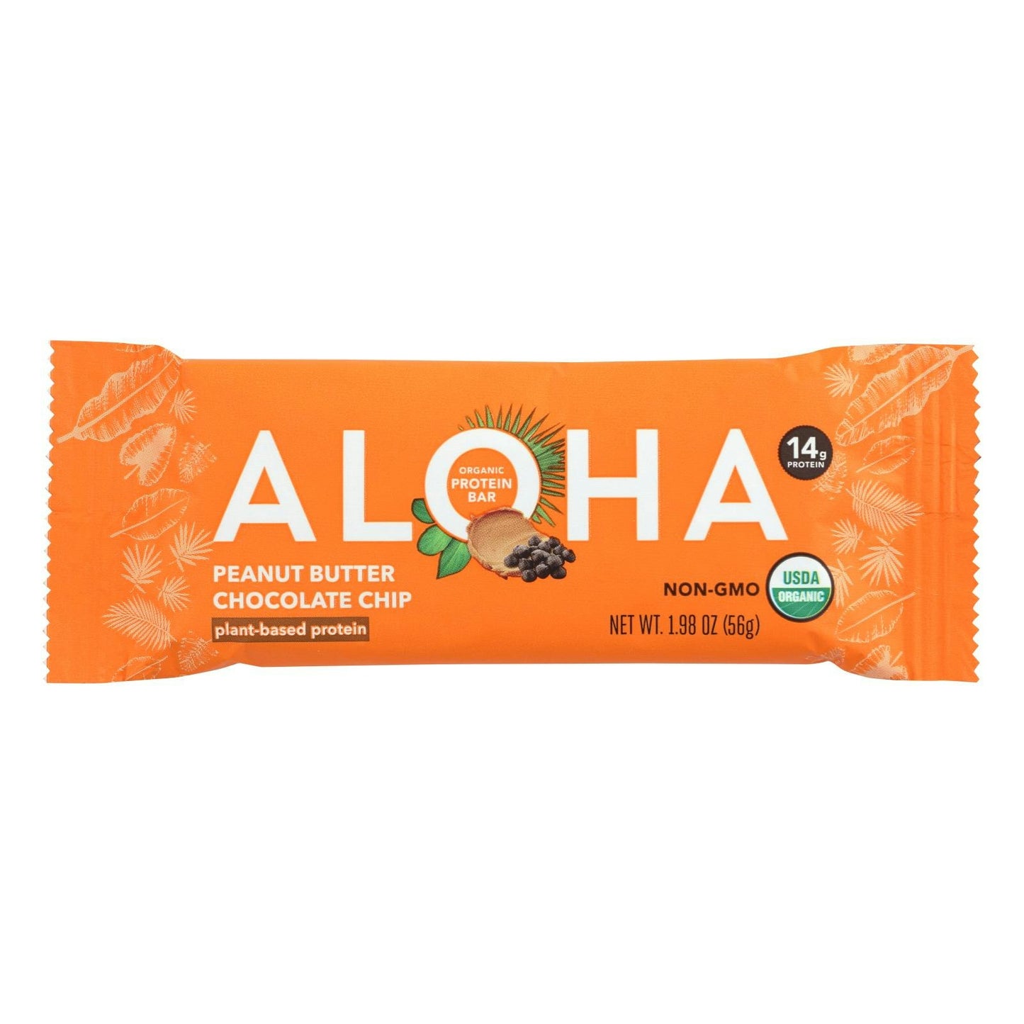 ALOHA Plant Based Peanut Butter Chocolate Chip Protein Bar Organic - 1.89 oz (Pack of 12)