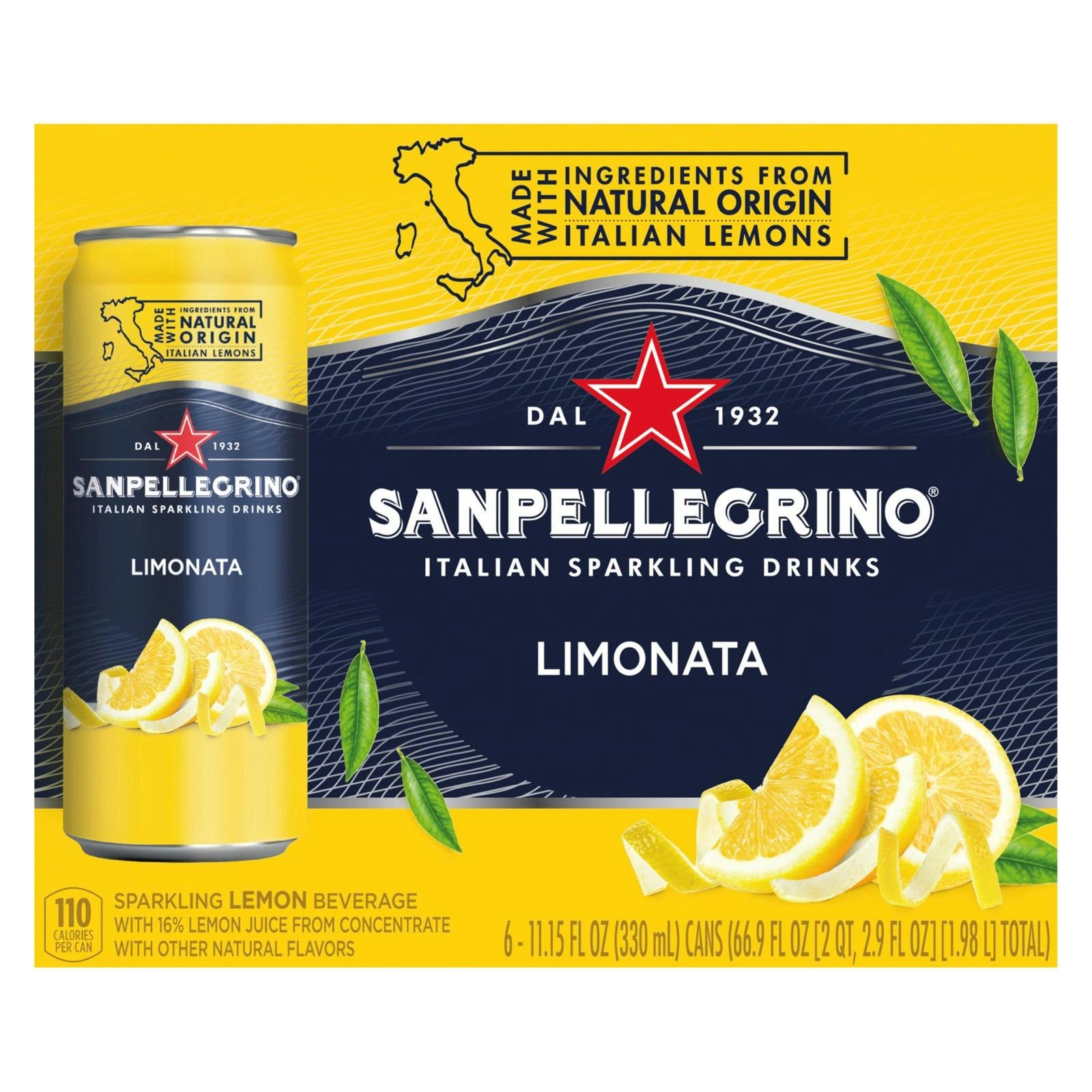 San Pellegrino - Sparkling Beverage Limonata - 11.15Z, 6 Per Pack (4 Packs Total)